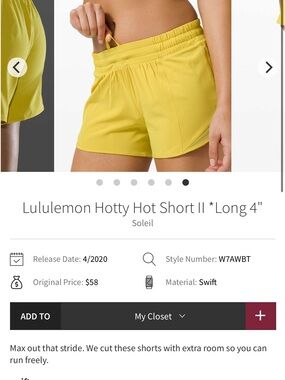 Lululemon Hotty Hot Short II *Long 4"
Soleil NWT size 4